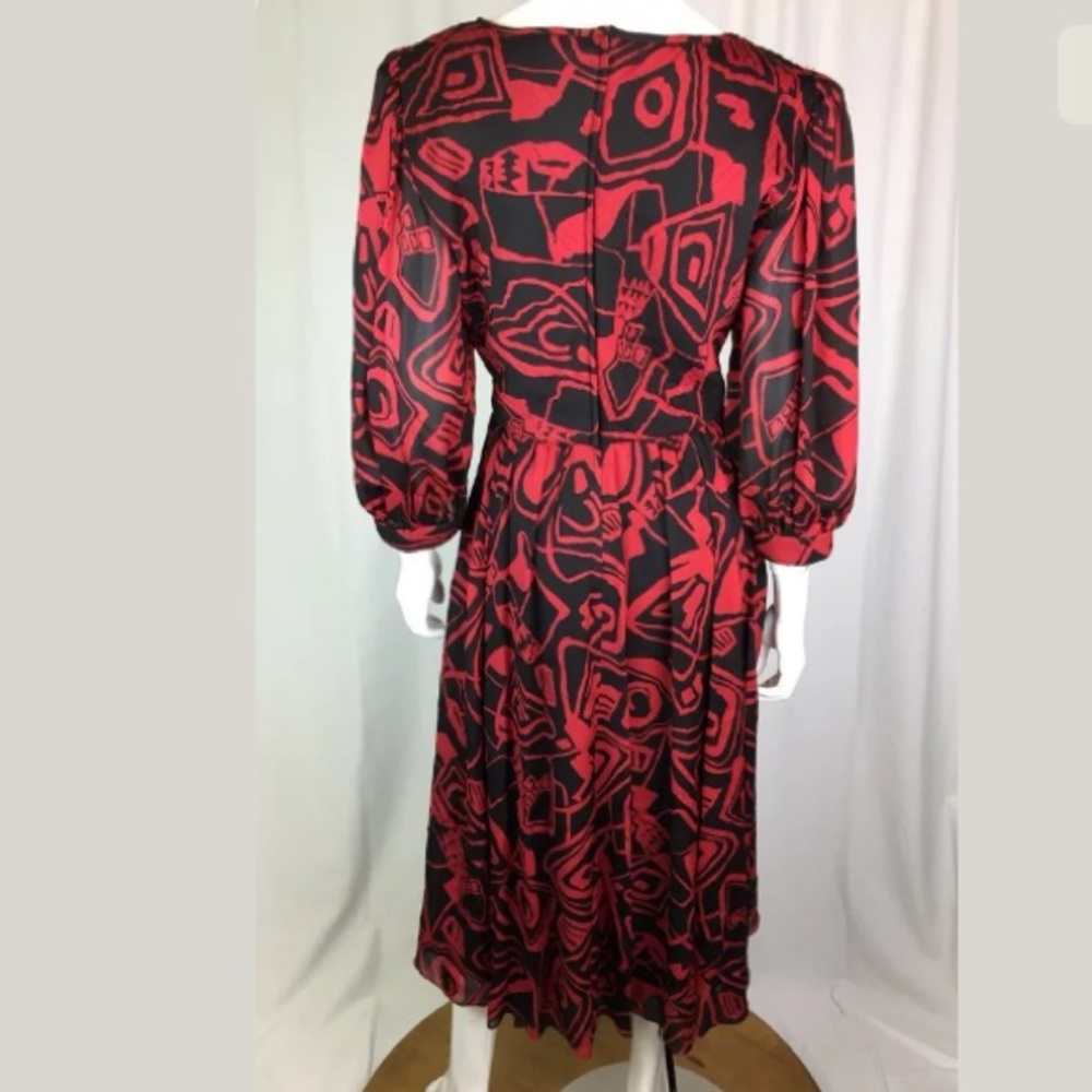 Albert Nipon 80s Silk Chiffon Pleated Flare Dress - image 5